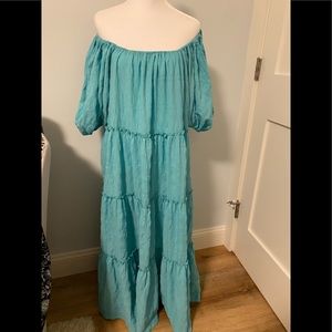 NWOT Emory Park Teal Tiered dress